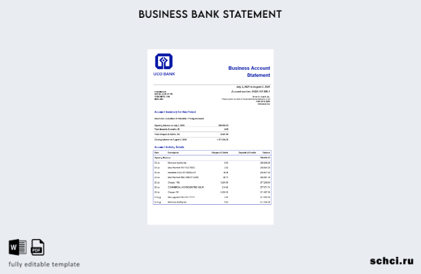 цифровая загрузка выписки по текущему счету компании UCO Bank Шаблон в формате W
